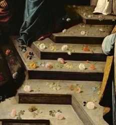 Éparpillant des fleurs (détail)